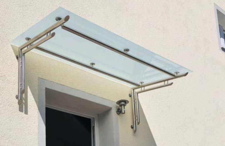 Vordach Hauseingang, Edelstahl/Milchglas Vordach Hauseingang, Edelstahl/Milchglas